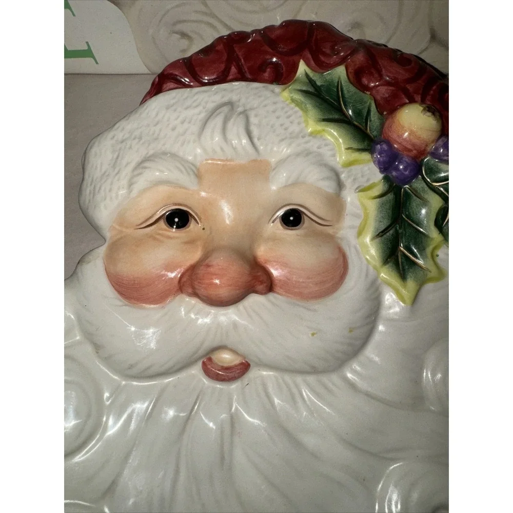 Vintage Fitz and Floyd Christmas‎ Santa Claus Cookie Appetizer Plate